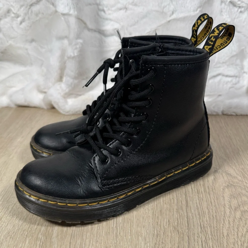 Dr. Martens Kids Black Leather Lace-Up Boots